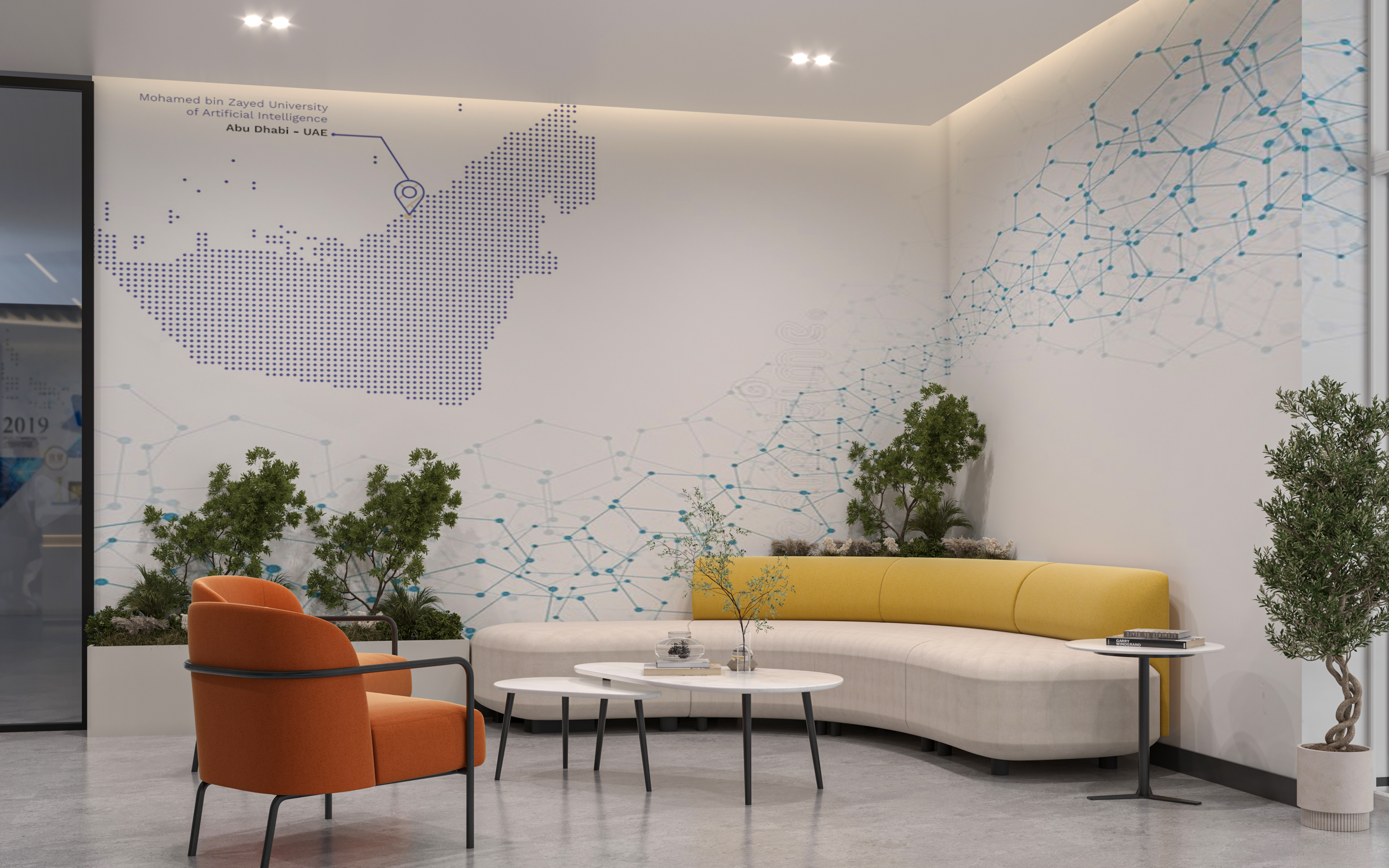 PET felt acoustic material used in interior acoustic lighting applications